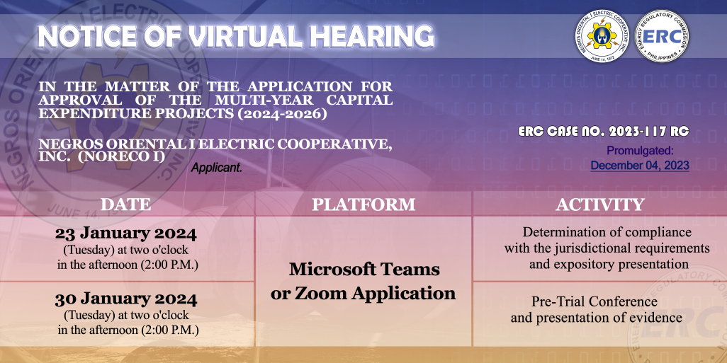 Virtual Hearing For January 2024 NORECO 1   Notice Virtual Hearing 1 23 2024 1026x513 